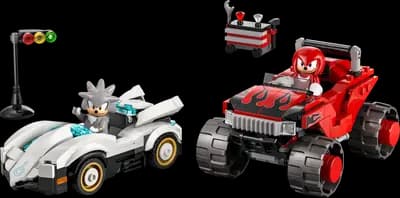 LEGO 77118 Silver w samochodzie kontra Knuckles w monster trucku